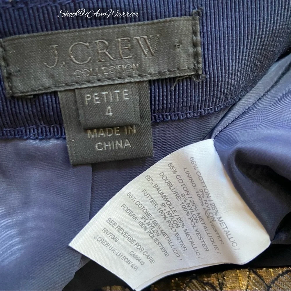 J.Crew Collection navy Art Deco metallic scroll pencil skirt *Shop@iAmWarrior